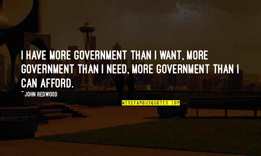 Afford Quotes By John Redwood: I have more government than I want, more