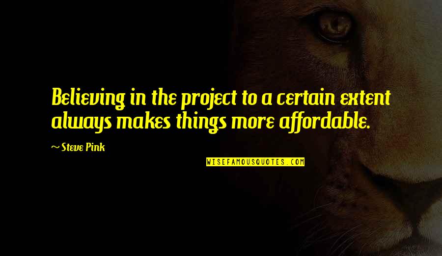 Affordable Quotes By Steve Pink: Believing in the project to a certain extent