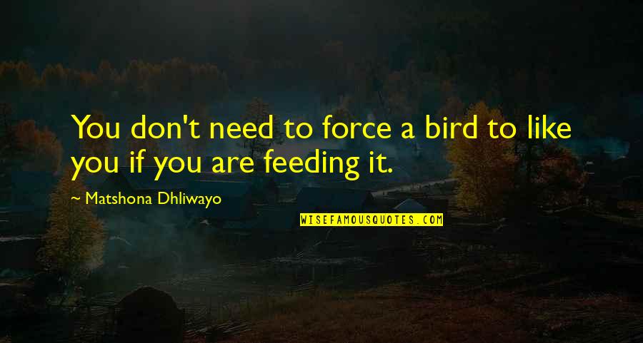 Affronti Fitness Quotes By Matshona Dhliwayo: You don't need to force a bird to