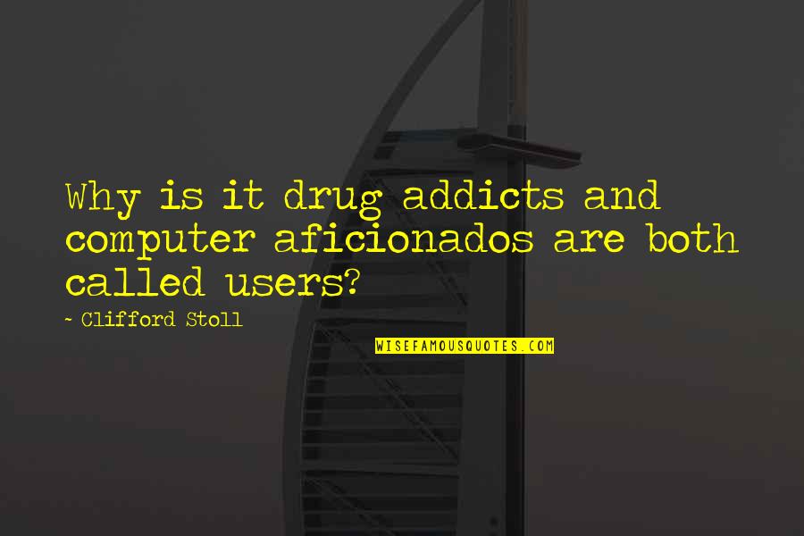 Aficionados Quotes By Clifford Stoll: Why is it drug addicts and computer aficionados