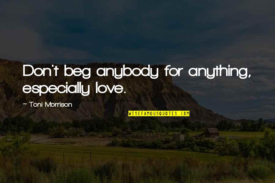 Afl Football Motivational Quotes By Toni Morrison: Don't beg anybody for anything, especially love.