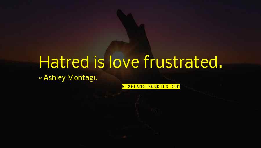 Aflac Life Insurance Quotes By Ashley Montagu: Hatred is love frustrated.