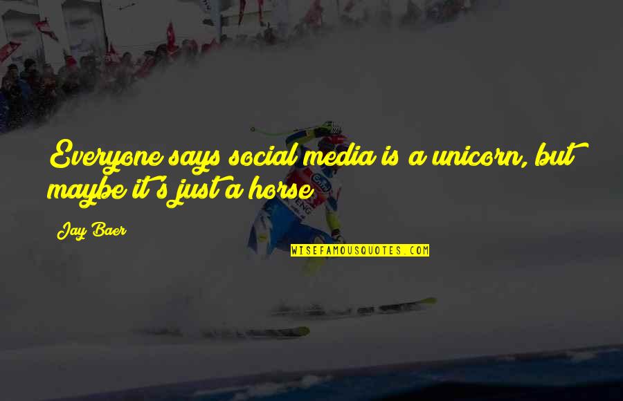 Aforethought Pronunciation Quotes By Jay Baer: Everyone says social media is a unicorn, but