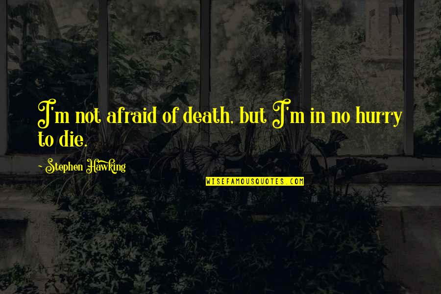 Afraid Of Death Quotes By Stephen Hawking: I'm not afraid of death, but I'm in