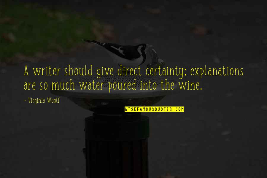 Afrenta Sinonimo Quotes By Virginia Woolf: A writer should give direct certainty; explanations are Afrenta Sinonimo Quotes By Virginia Woolf: A writer should give direct certainty; explanations are