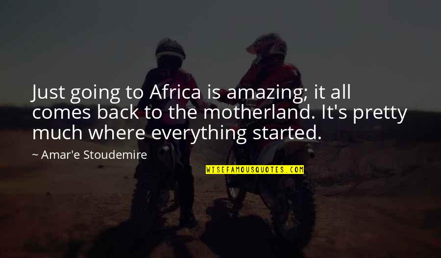 Africa Motherland Quotes By Amar'e Stoudemire: Just going to Africa is amazing; it all