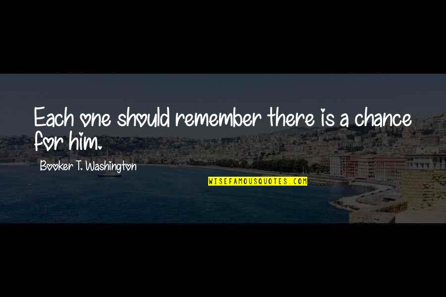 African American Quotes By Booker T. Washington: Each one should remember there is a chance African American Quotes By Booker T. Washington: Each one should remember there is a chance