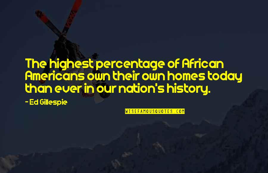 African History Quotes By Ed Gillespie: The highest percentage of African Americans own their