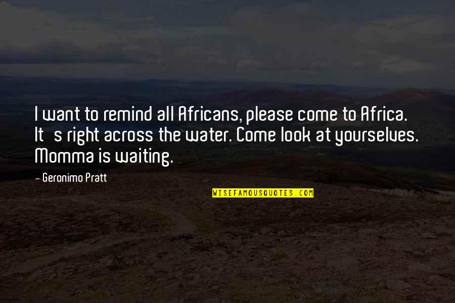 Africa's Quotes By Geronimo Pratt: I want to remind all Africans, please come