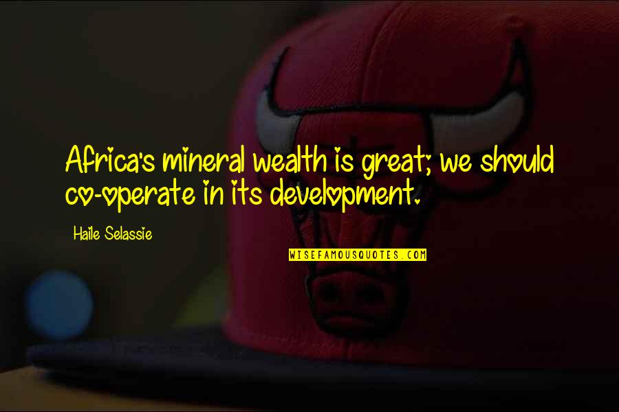 Africa's Quotes By Haile Selassie: Africa's mineral wealth is great; we should co-operate