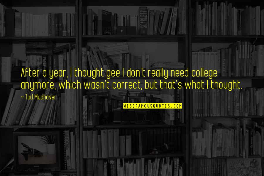 After College Quotes By Tod Machover: After a year, I thought gee I don't