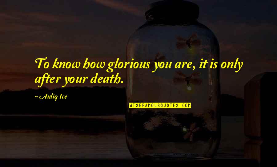 After Death Quotes Quotes By Auliq Ice: To know how glorious you are, it is