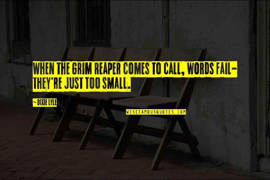 After Lately Quotes By Dixie Lyle: When the Grim Reaper comes to call, words