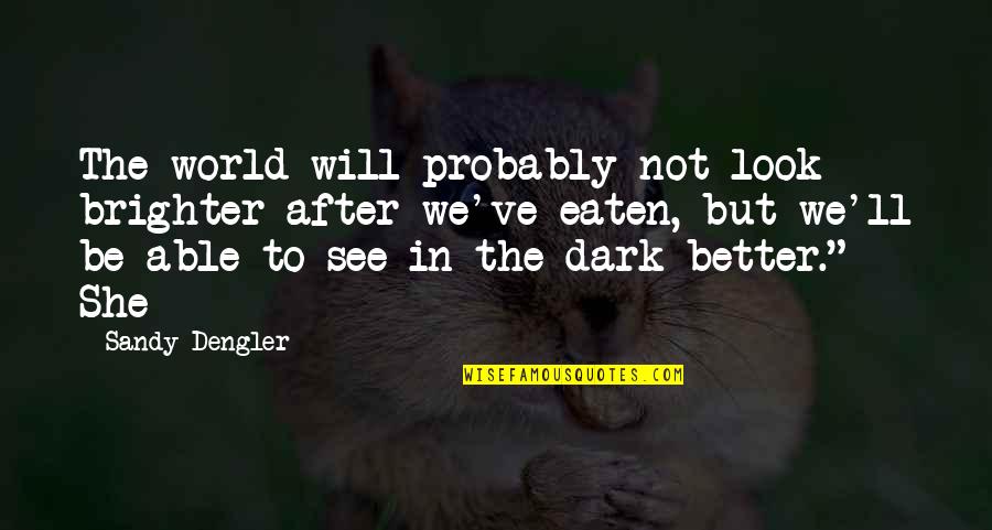 After The Dark Quotes By Sandy Dengler: The world will probably not look brighter after