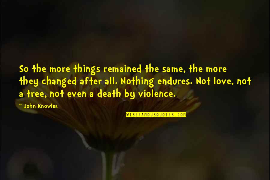 After The Death Quotes By John Knowles: So the more things remained the same, the