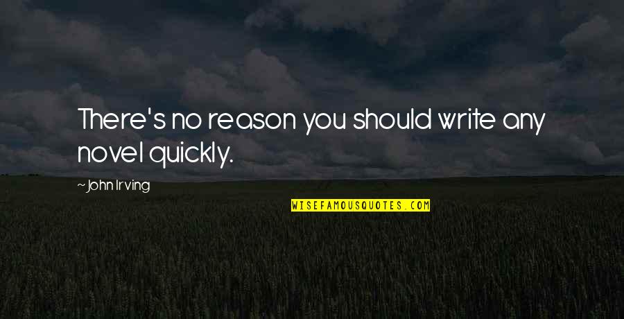 After The Funeral Quotes By John Irving: There's no reason you should write any novel