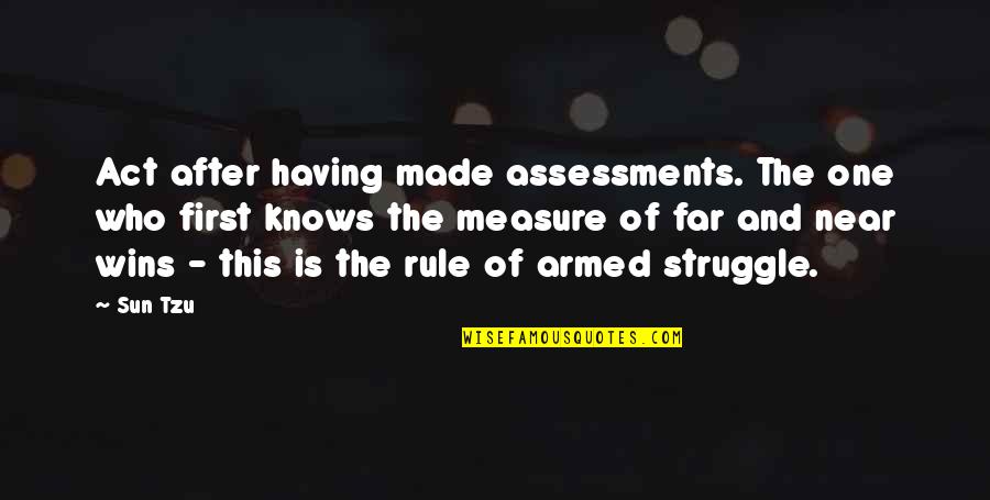 After The Struggle Quotes By Sun Tzu: Act after having made assessments. The one who