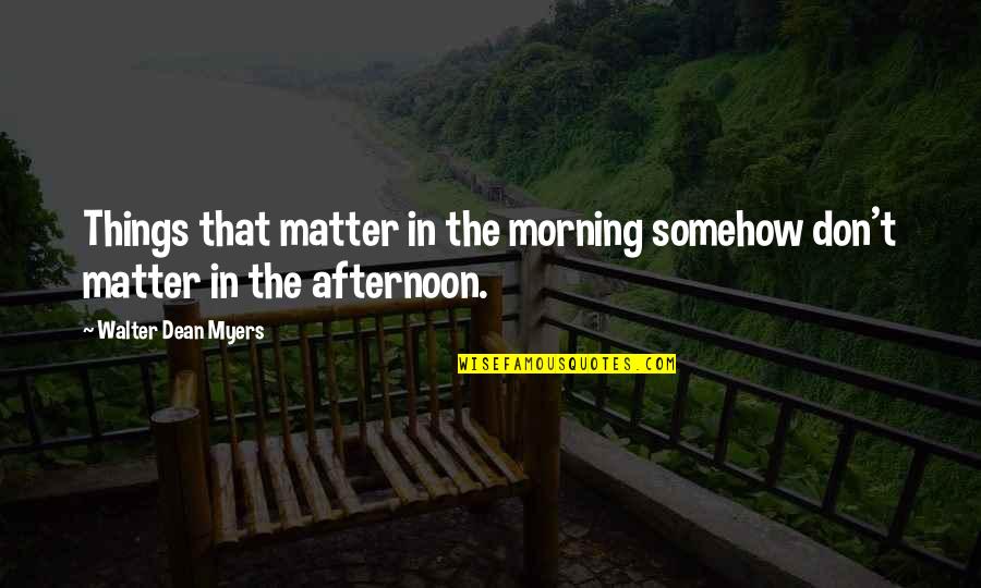 Afternoon In Quotes By Walter Dean Myers: Things that matter in the morning somehow don't
