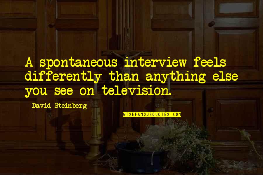 Afternoon Snacks Quotes By David Steinberg: A spontaneous interview feels differently than anything else