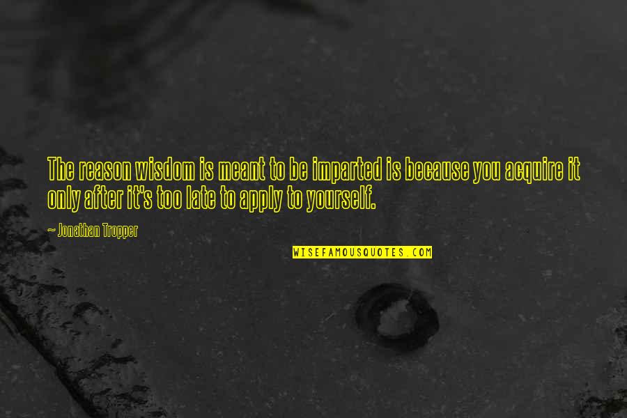 After's Quotes By Jonathan Tropper: The reason wisdom is meant to be imparted