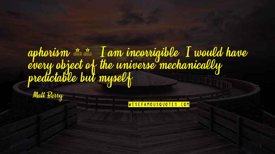 Agaat Zwart Quotes By Matt Berry: aphorism 90: I am incorrigible. I would have
