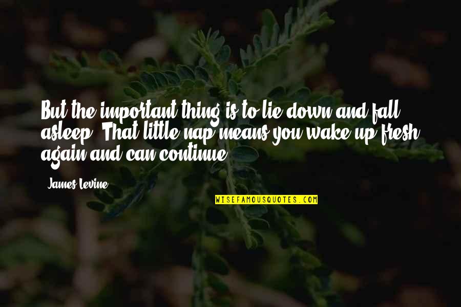 Again And Again Quotes By James Levine: But the important thing is to lie down Again And Again Quotes By James Levine: But the important thing is to lie down