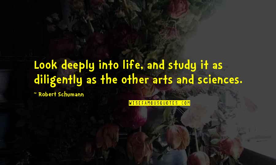 Againsnt Quotes By Robert Schumann: Look deeply into life, and study it as
