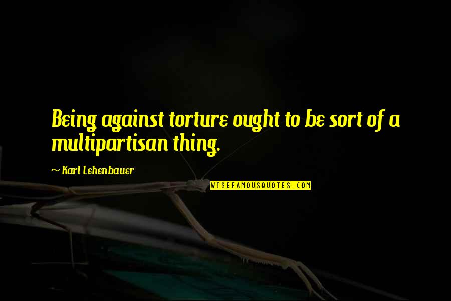 Against Torture Quotes By Karl Lehenbauer: Being against torture ought to be sort of