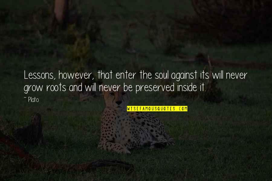 Against Will Quotes By Plato: Lessons, however, that enter the soul against its