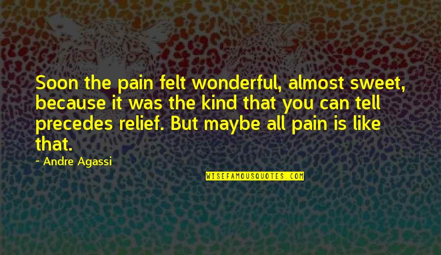 Agassi's Quotes By Andre Agassi: Soon the pain felt wonderful, almost sweet, because