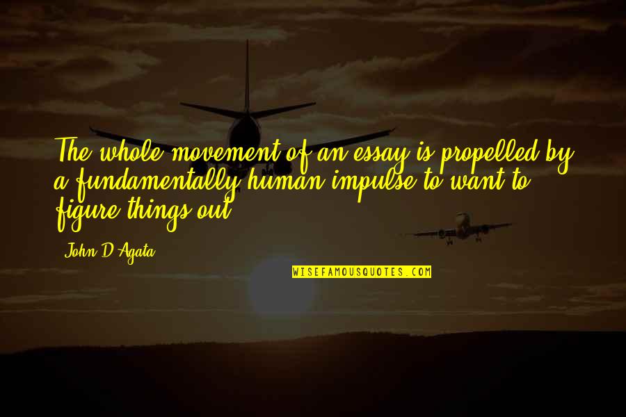 Agata Quotes By John D'Agata: The whole movement of an essay is propelled