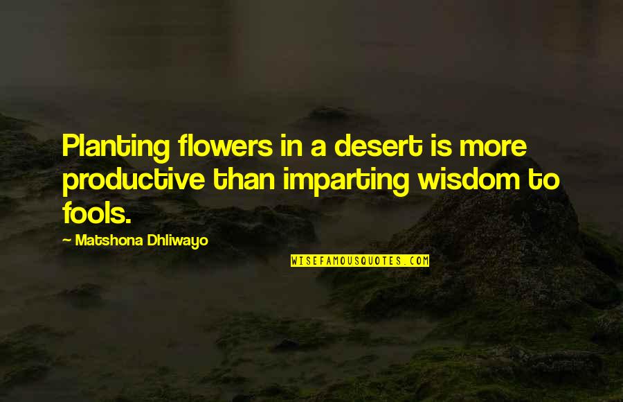 Agatston Score Quotes By Matshona Dhliwayo: Planting flowers in a desert is more productive