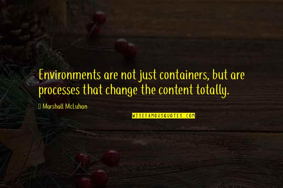 Agawan Quotes By Marshall McLuhan: Environments are not just containers, but are processes