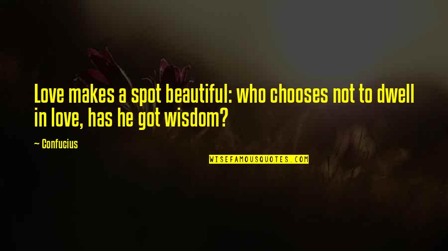 Agboola Shadare Quotes By Confucius: Love makes a spot beautiful: who chooses not