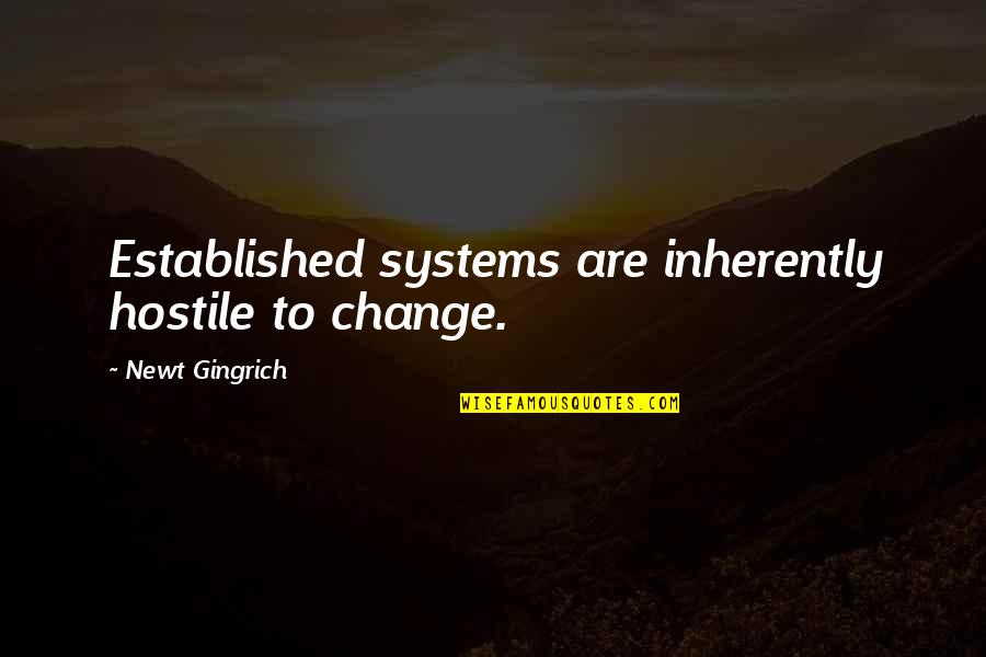 Age 41 Quotes By Newt Gingrich: Established systems are inherently hostile to change.