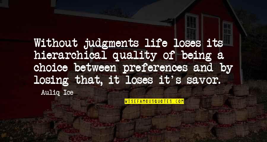 Age Differences In Relationships Quotes By Auliq Ice: Without judgments life loses its hierarchical quality of