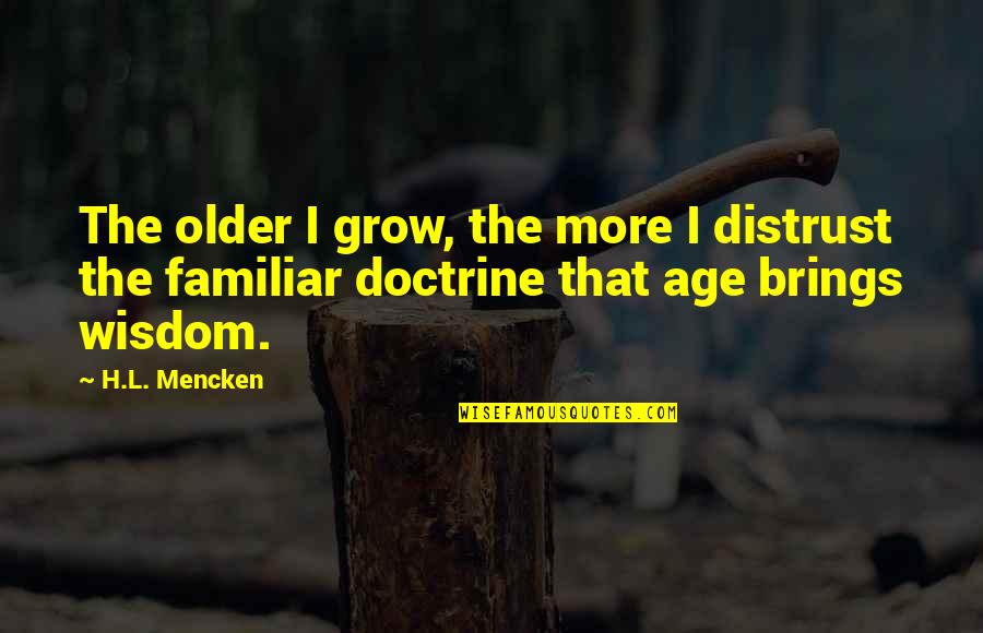 Age Humor Quotes By H.L. Mencken: The older I grow, the more I distrust