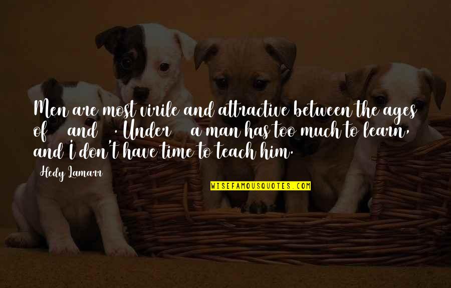 Age Of Man Quotes By Hedy Lamarr: Men are most virile and attractive between the