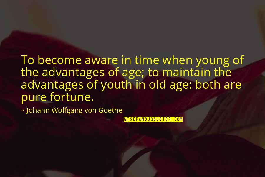 Age Of Youth Quotes By Johann Wolfgang Von Goethe: To become aware in time when young of