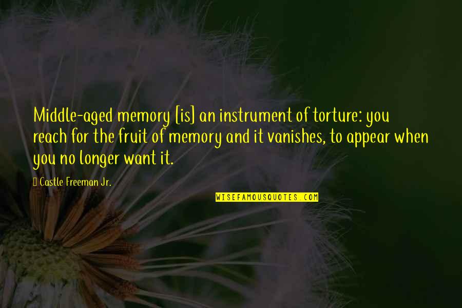 Aged Quotes By Castle Freeman Jr.: Middle-aged memory [is] an instrument of torture: you