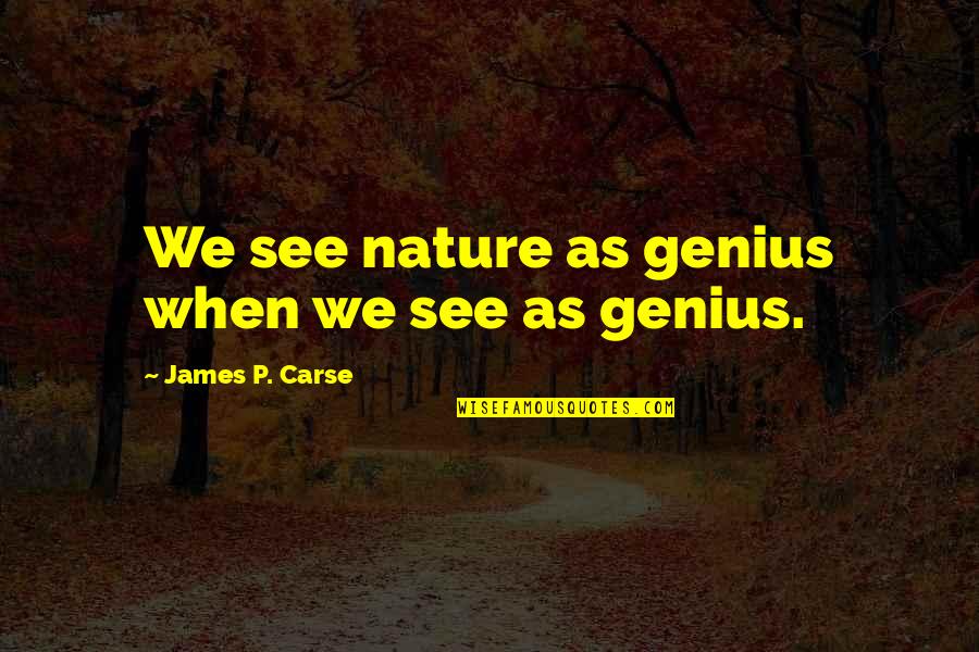 Aggarwal Sabha Quotes By James P. Carse: We see nature as genius when we see