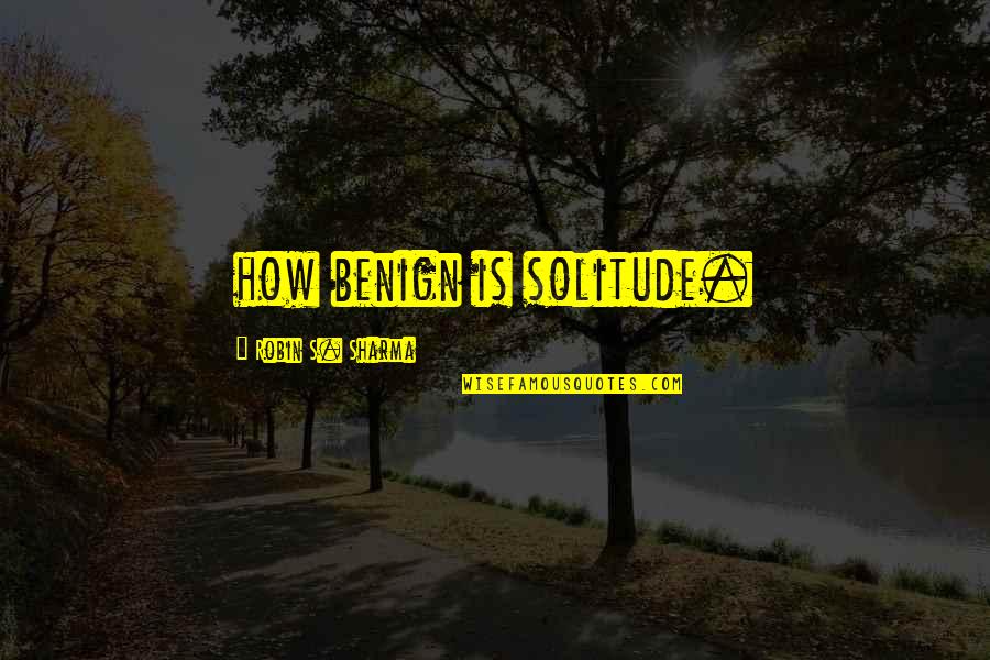 Aggrandise Quotes By Robin S. Sharma: how benign is solitude. Aggrandise Quotes By Robin S. Sharma: how benign is solitude.
