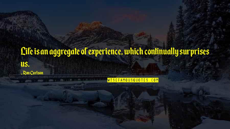 Aggregate Quotes By Ron Carlson: Life is an aggregate of experience, which continually