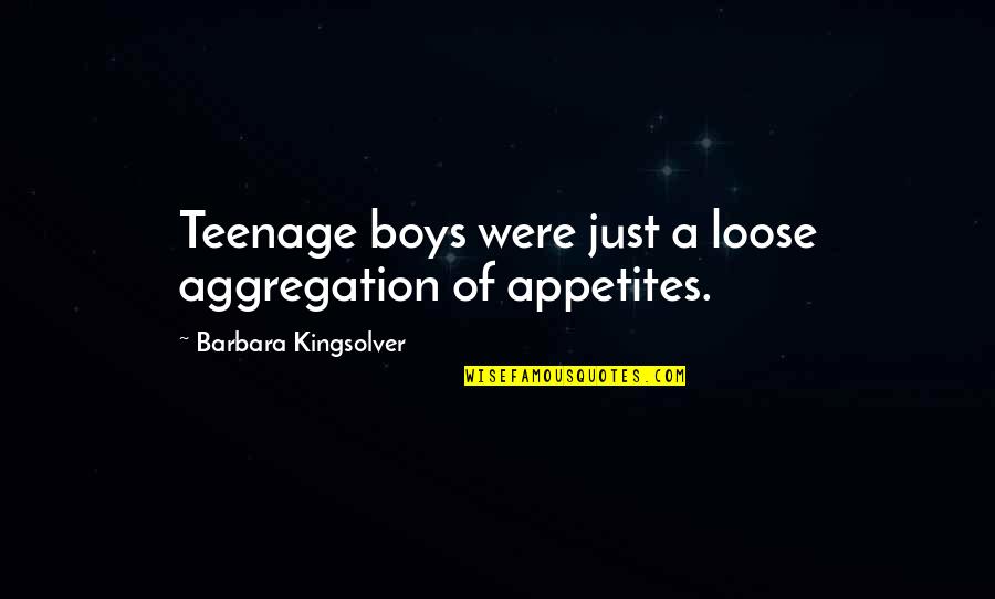 Aggregation Quotes By Barbara Kingsolver: Teenage boys were just a loose aggregation of