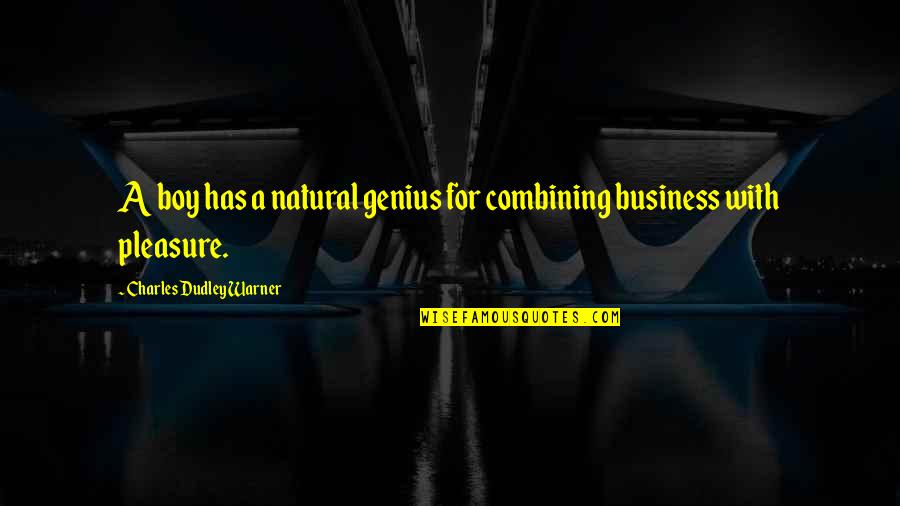 Aggregatum Care Quotes By Charles Dudley Warner: A boy has a natural genius for combining