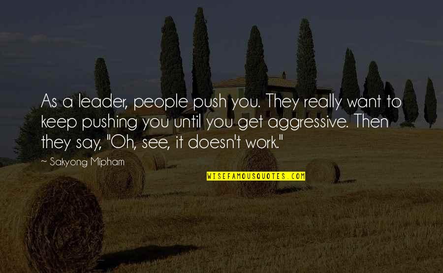 Aggressive Quotes By Sakyong Mipham: As a leader, people push you. They really Aggressive Quotes By Sakyong Mipham: As a leader, people push you. They really