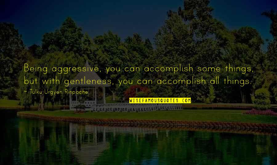 Aggressive Quotes By Tulku Urgyen Rinpoche: Being aggressive, you can accomplish some things, but Aggressive Quotes By Tulku Urgyen Rinpoche: Being aggressive, you can accomplish some things, but