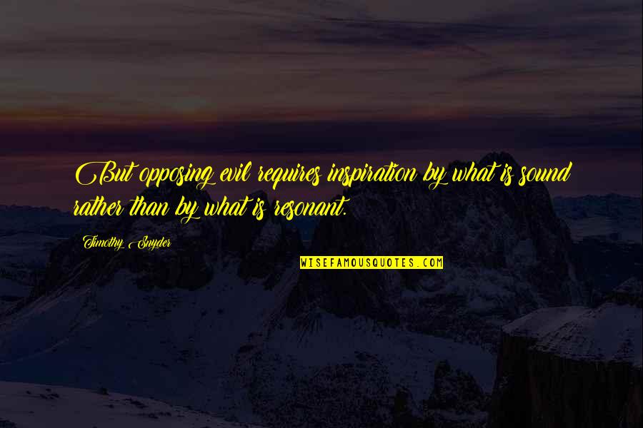Agilidade Lda Quotes By Timothy Snyder: But opposing evil requires inspiration by what is