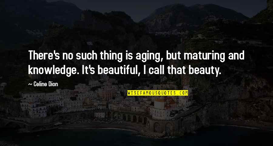 Aging And Beauty Quotes By Celine Dion: There's no such thing is aging, but maturing