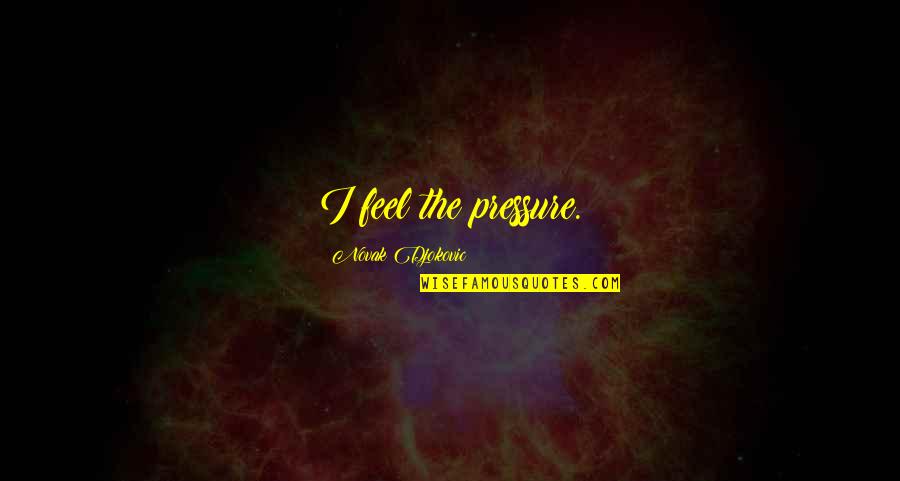 Agiotage Playing Quotes By Novak Djokovic: I feel the pressure.